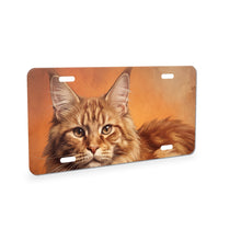 Maine Coon Cat Portrait aluminum front license plate