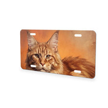 Maine Coon Cat Portrait aluminum front license plate