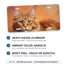 Maine Coon Cat Portrait aluminum front license plate