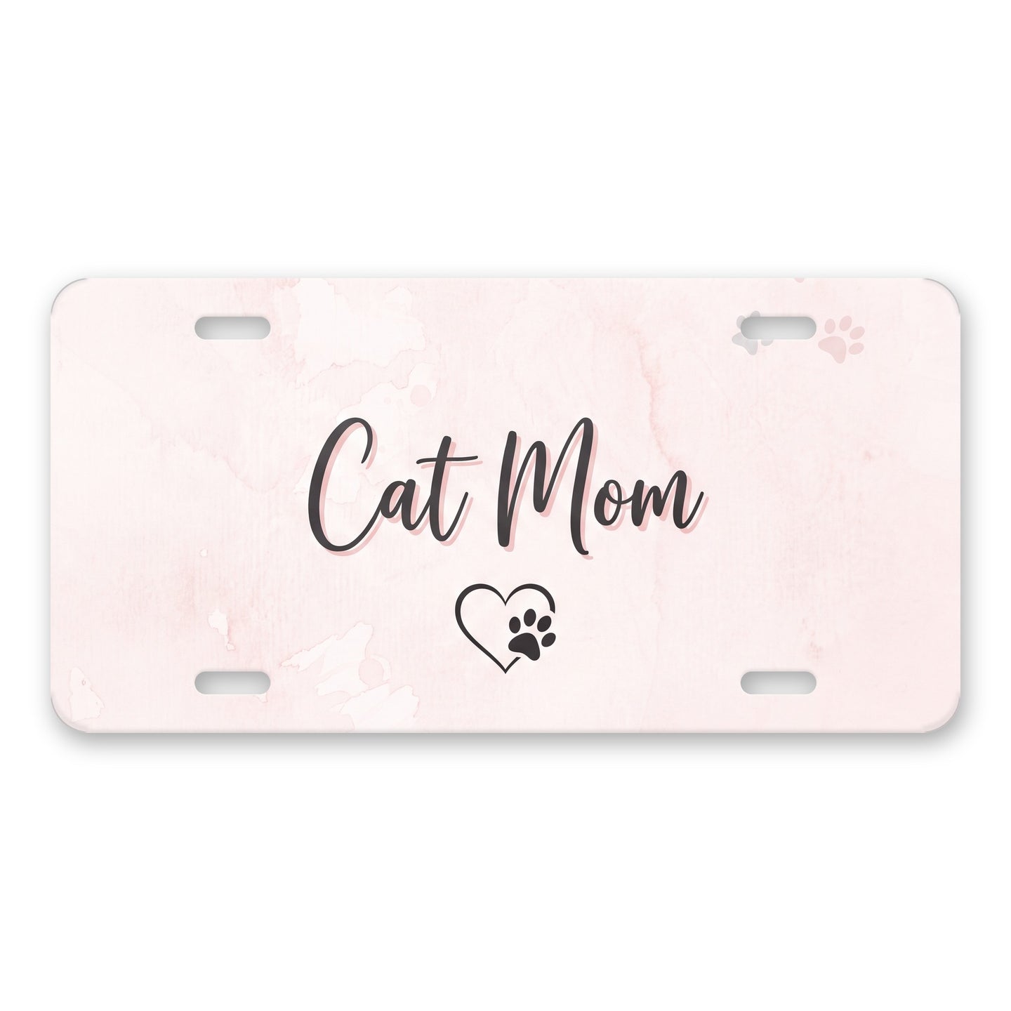 Cat Mom Heart Paw aluminum front license plate