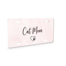 Cat Mom Heart Paw aluminum front license plate