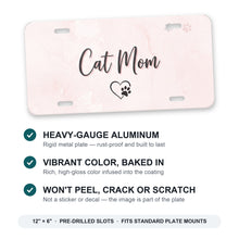 Cat Mom Heart Paw aluminum front license plate