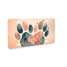 Watercolor Paw Heart aluminum front license plate