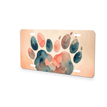 Watercolor Paw Heart aluminum front license plate