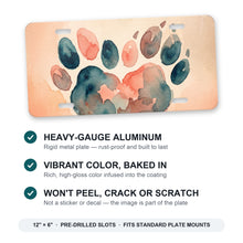 Watercolor Paw Heart aluminum front license plate