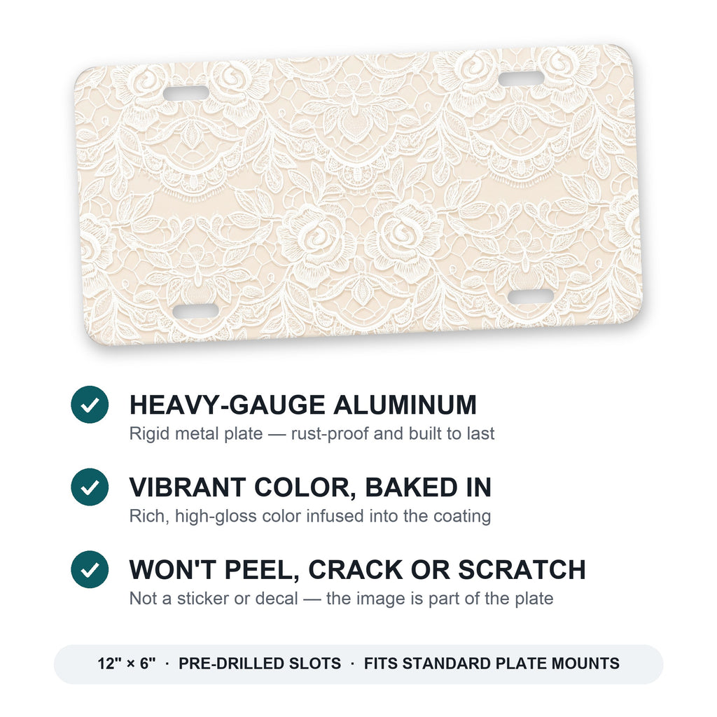Floral Lace aluminum front license plate