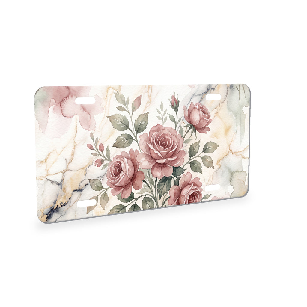 Vintage Rose Bouquet aluminum front license plate