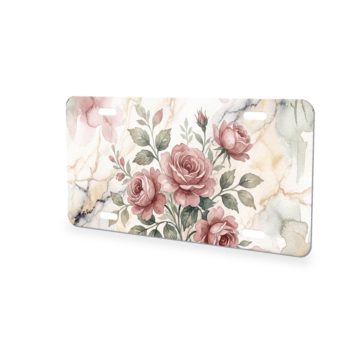 Vintage Rose Bouquet aluminum front license plate