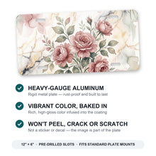 Vintage Rose Bouquet aluminum front license plate