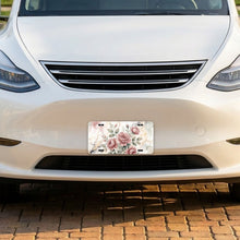 Vintage Rose Bouquet aluminum front license plate