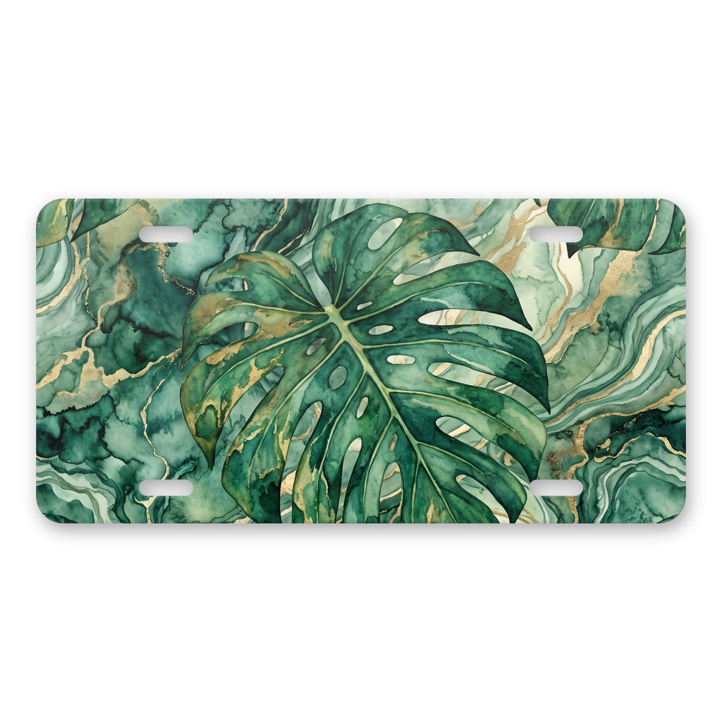 Tropical Monstera aluminum front license plate