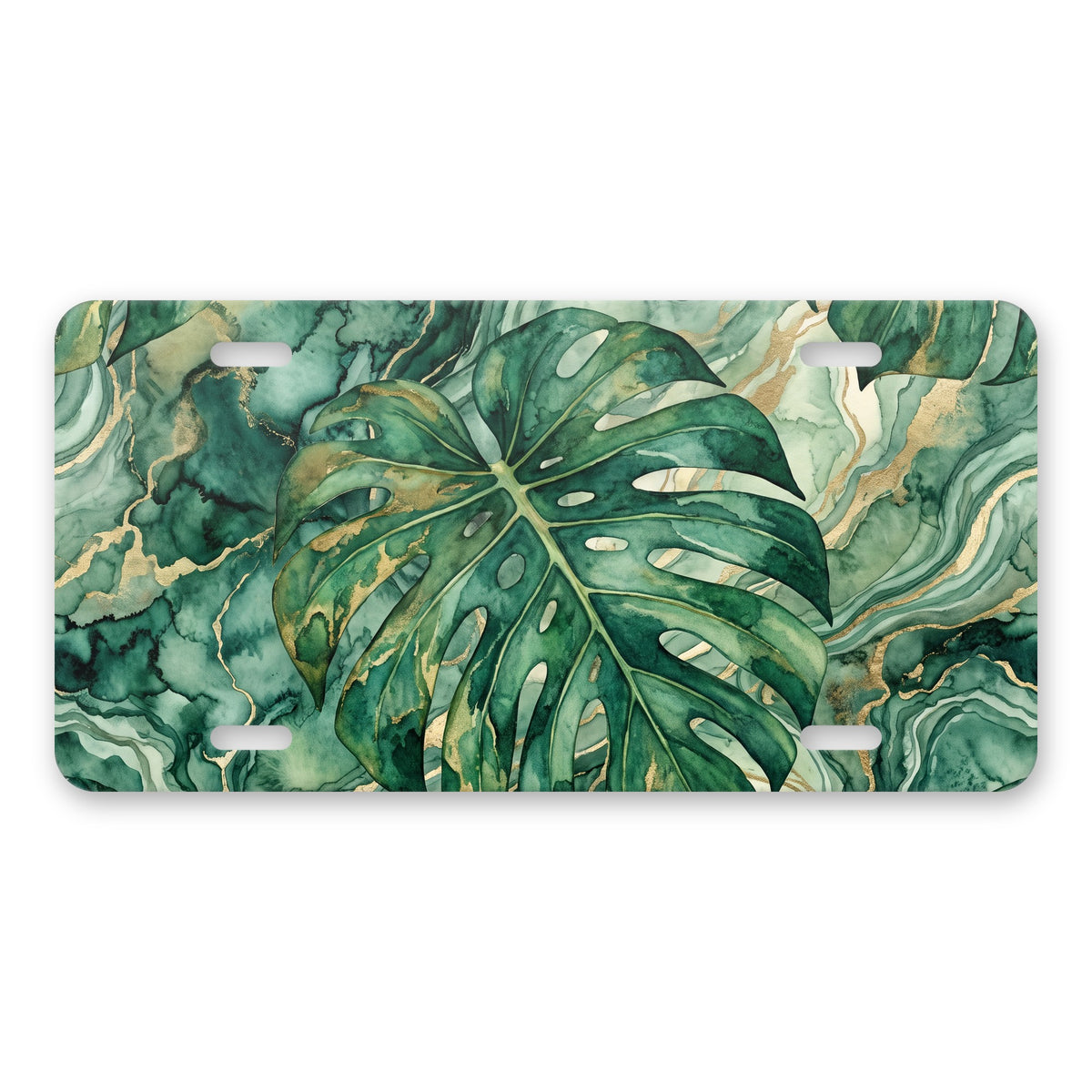 Tropical Monstera aluminum front license plate