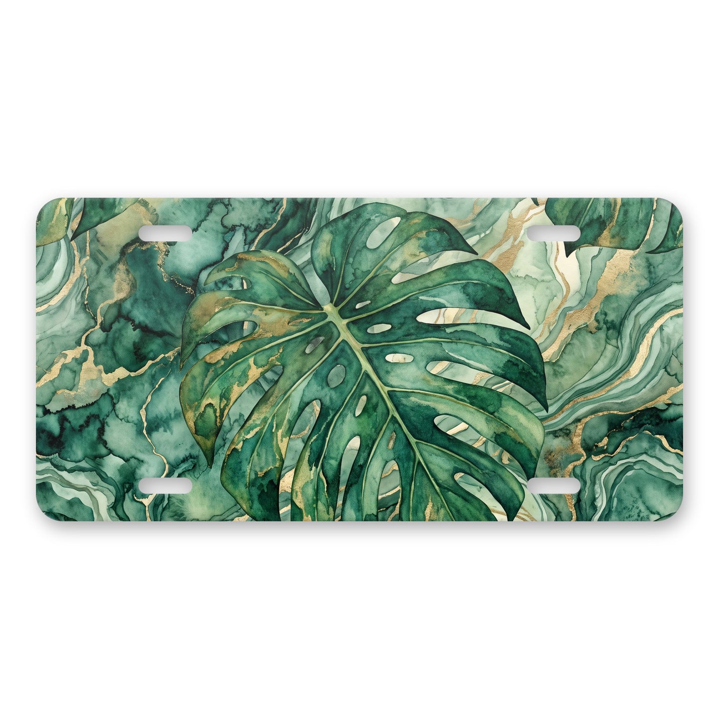 Tropical Monstera aluminum front license plate