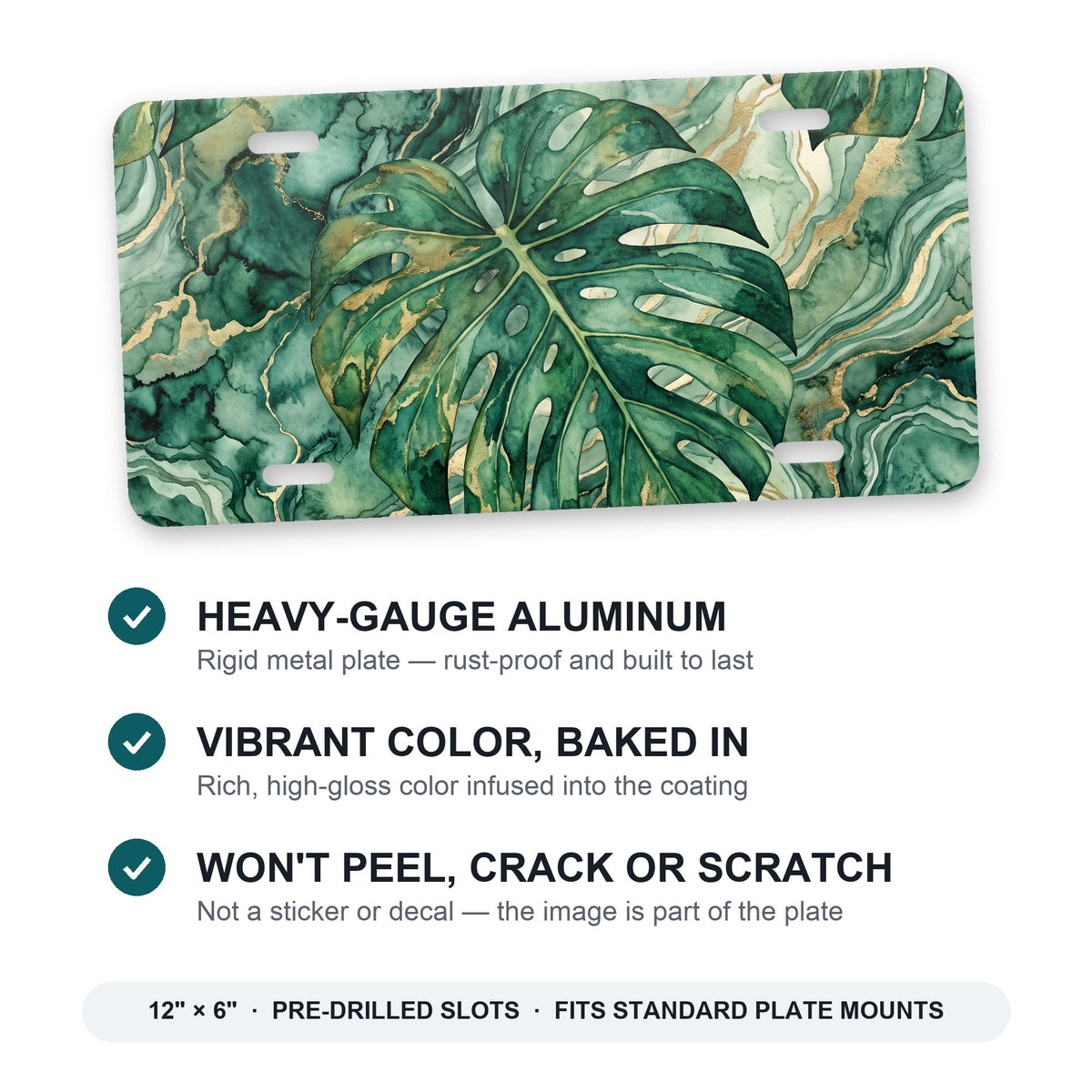 Tropical Monstera aluminum front license plate