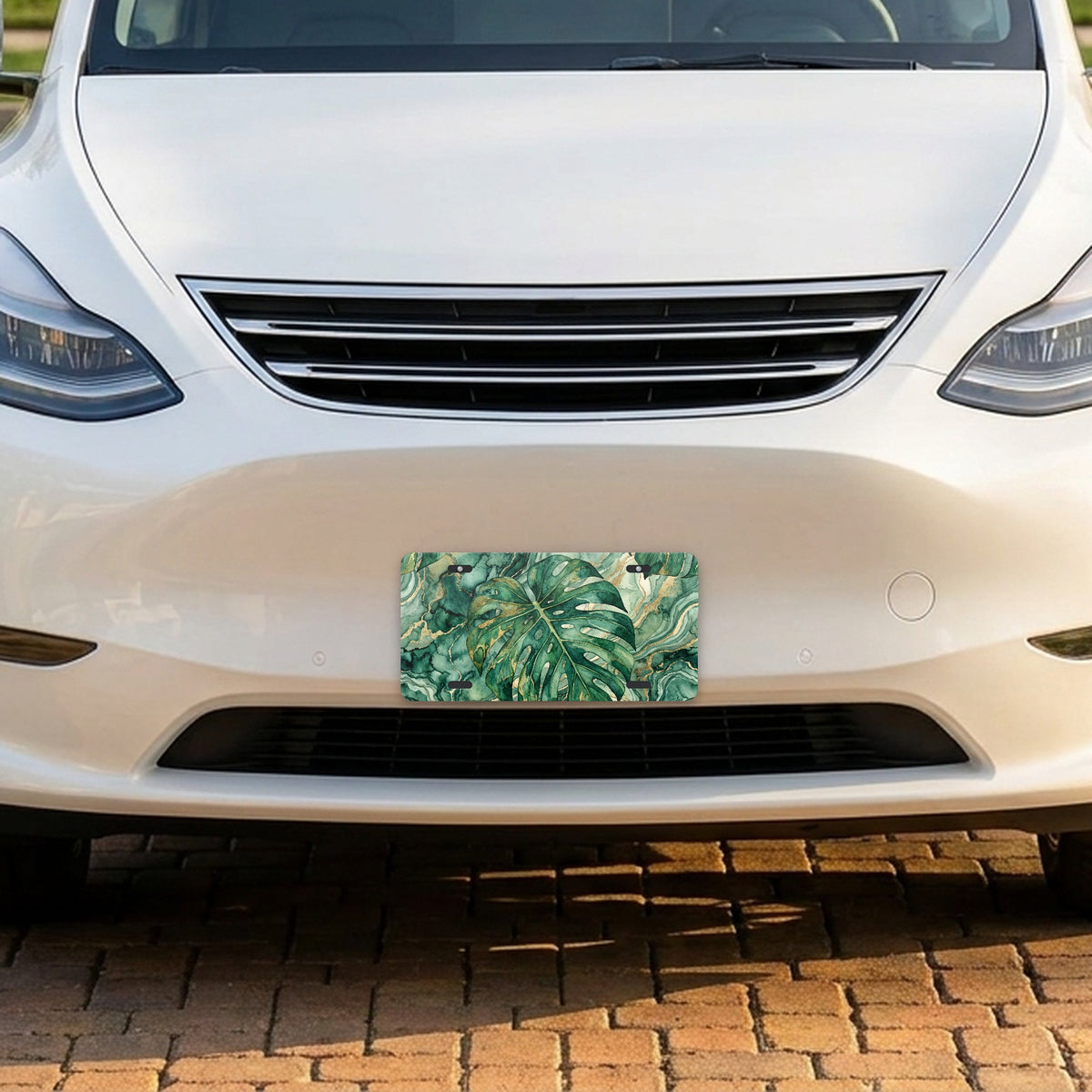 Tropical Monstera aluminum front license plate