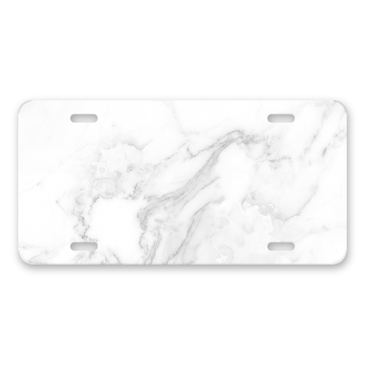White Marble aluminum front license plate