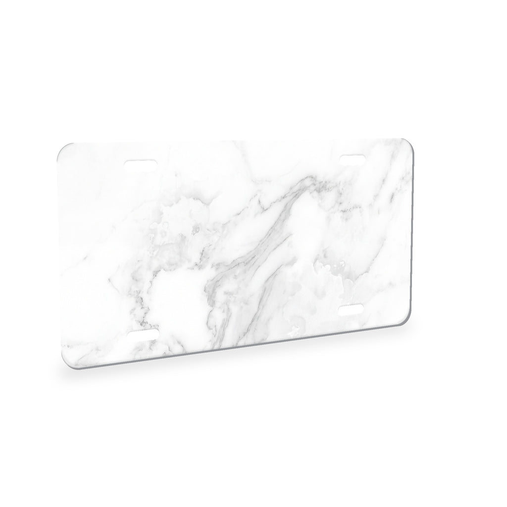 White Marble aluminum front license plate