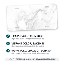 White Marble aluminum front license plate