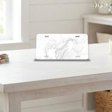 White Marble aluminum front license plate