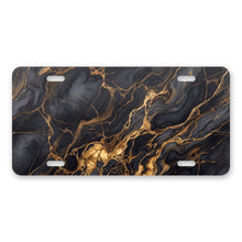 Black Gold Marble aluminum front license plate