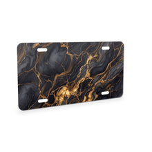 Black Gold Marble aluminum front license plate