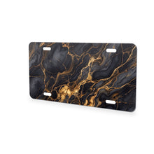 Black Gold Marble aluminum front license plate