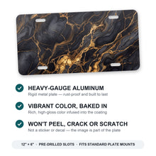 Black Gold Marble aluminum front license plate