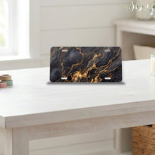 Black Gold Marble aluminum front license plate