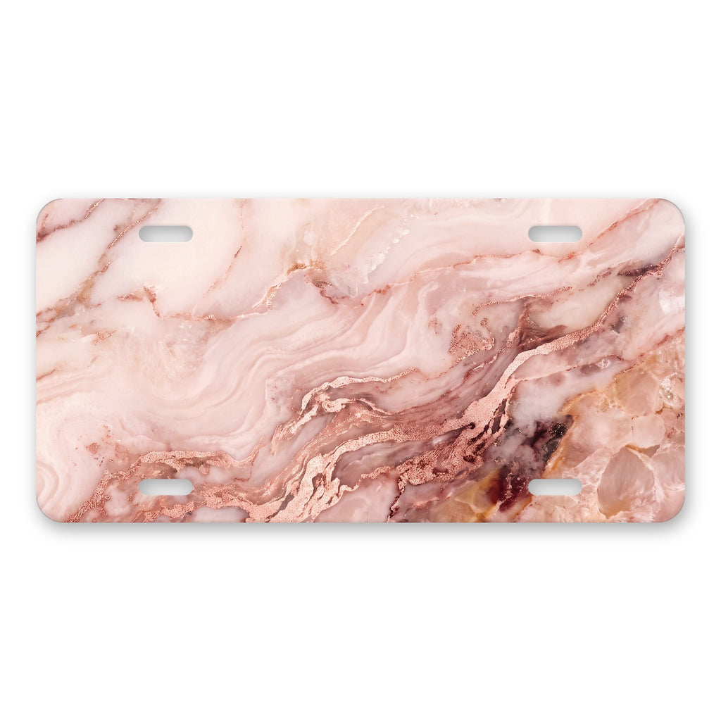 Blush Pink Marble aluminum front license plate