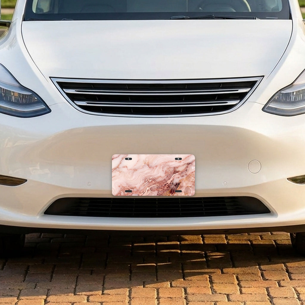 Blush Pink Marble aluminum front license plate