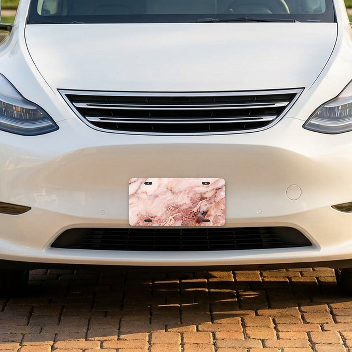 Blush Pink Marble aluminum front license plate