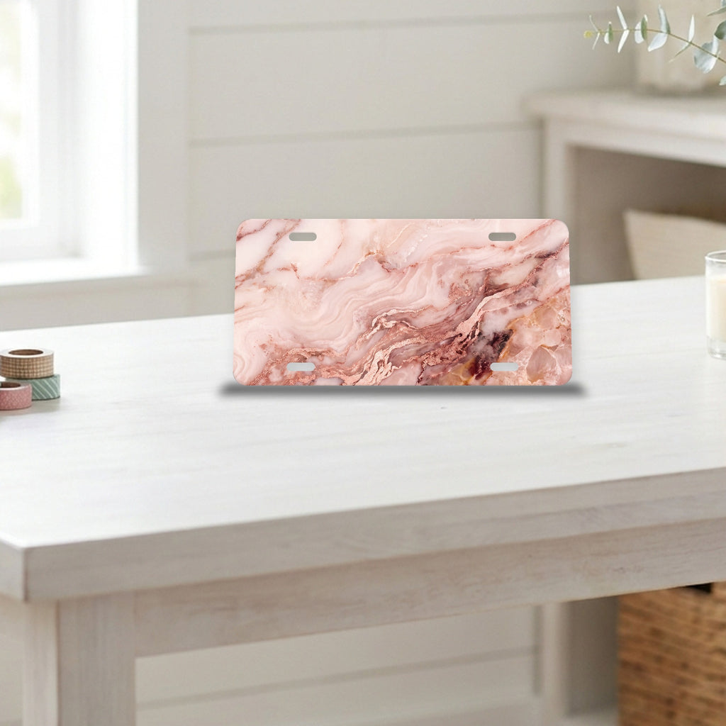 Blush Pink Marble aluminum front license plate