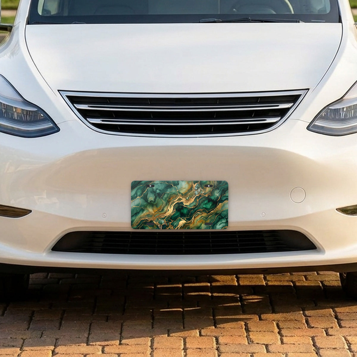 Emerald Marble aluminum front license plate