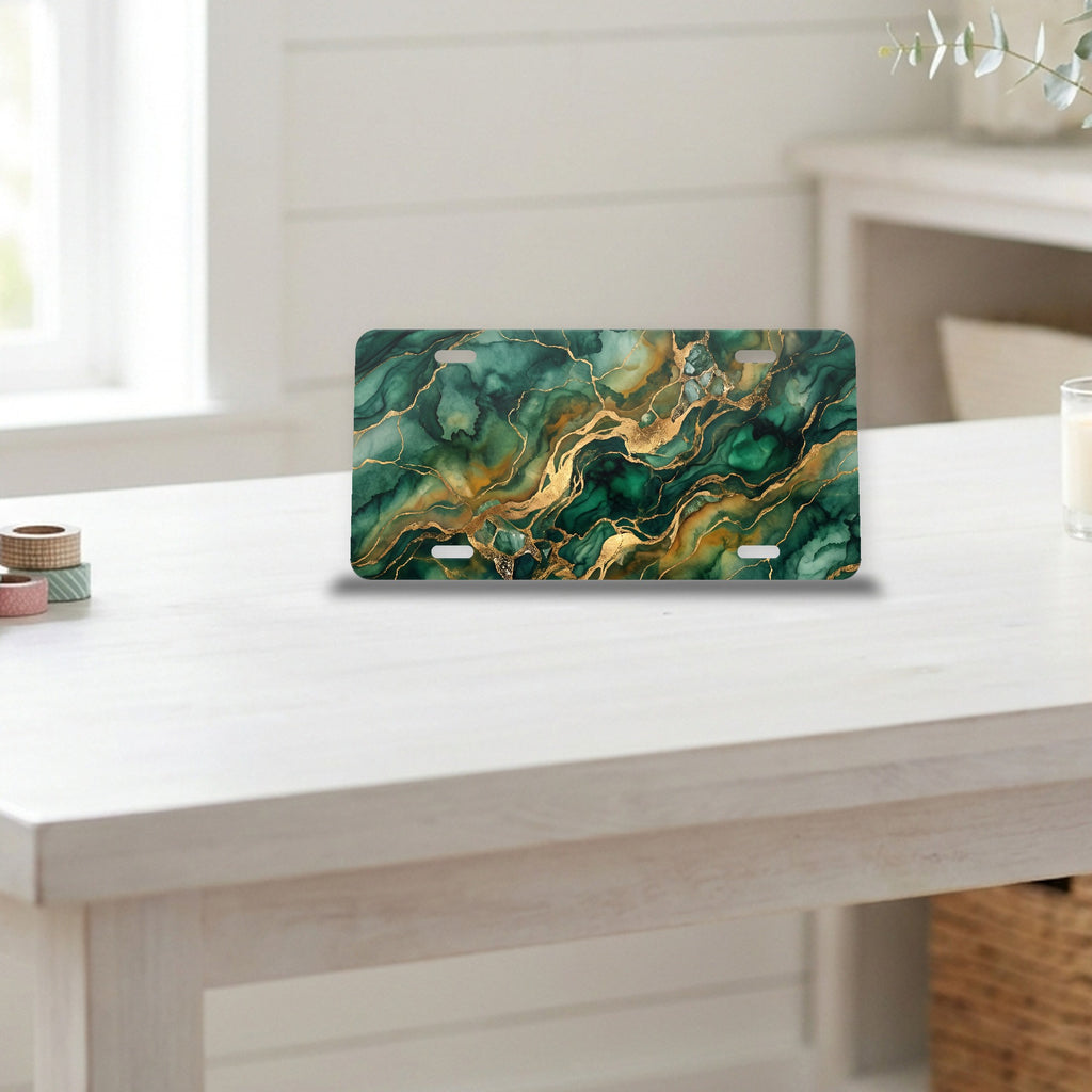 Emerald Marble aluminum front license plate