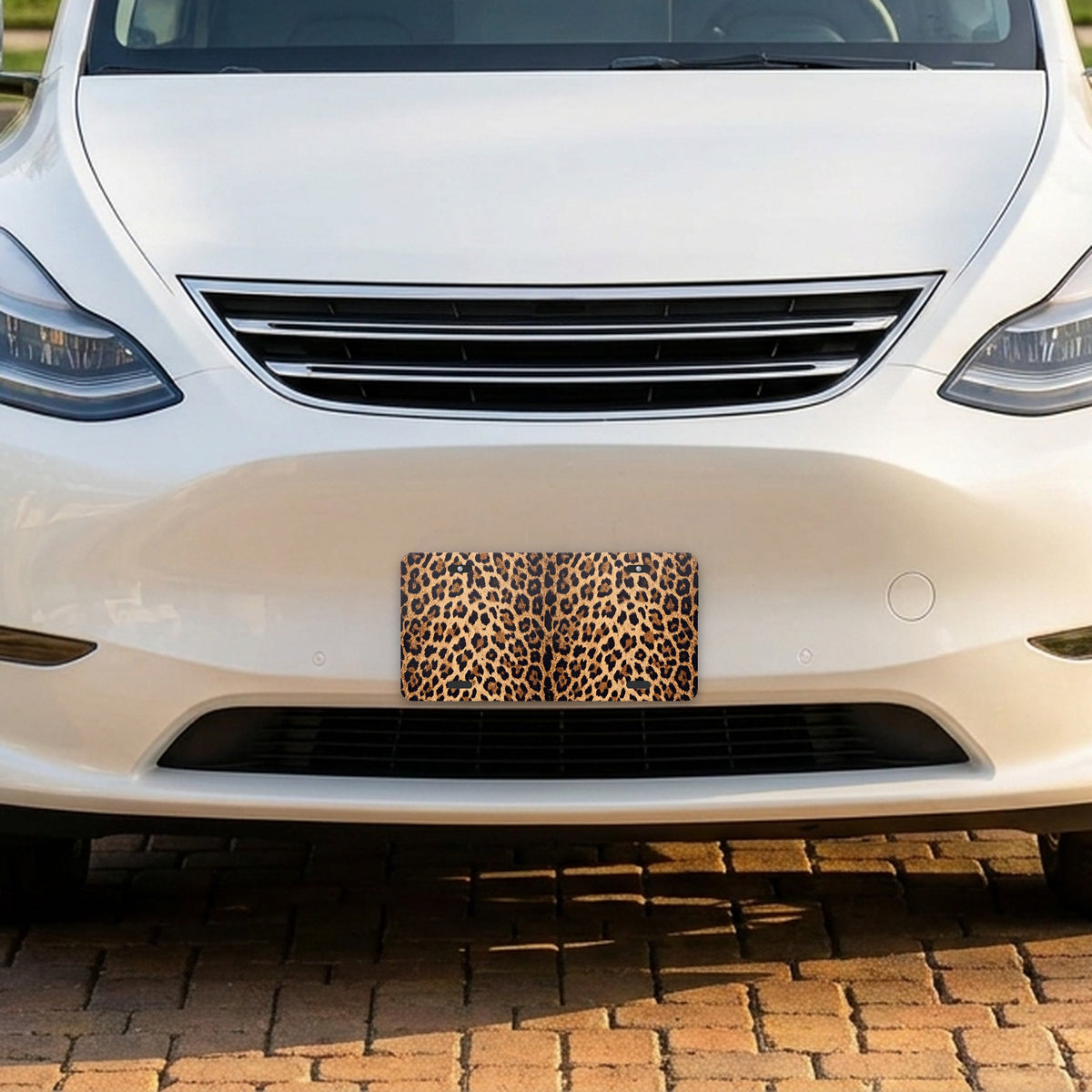 Leopard Print aluminum front license plate