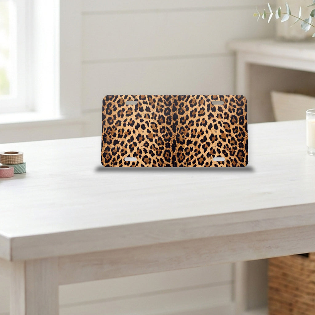Leopard Print aluminum front license plate