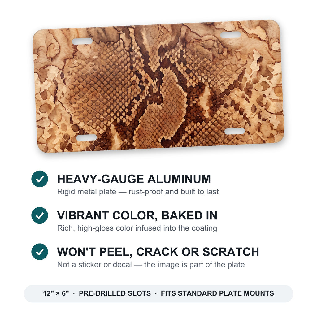 Snake Skin aluminum front license plate