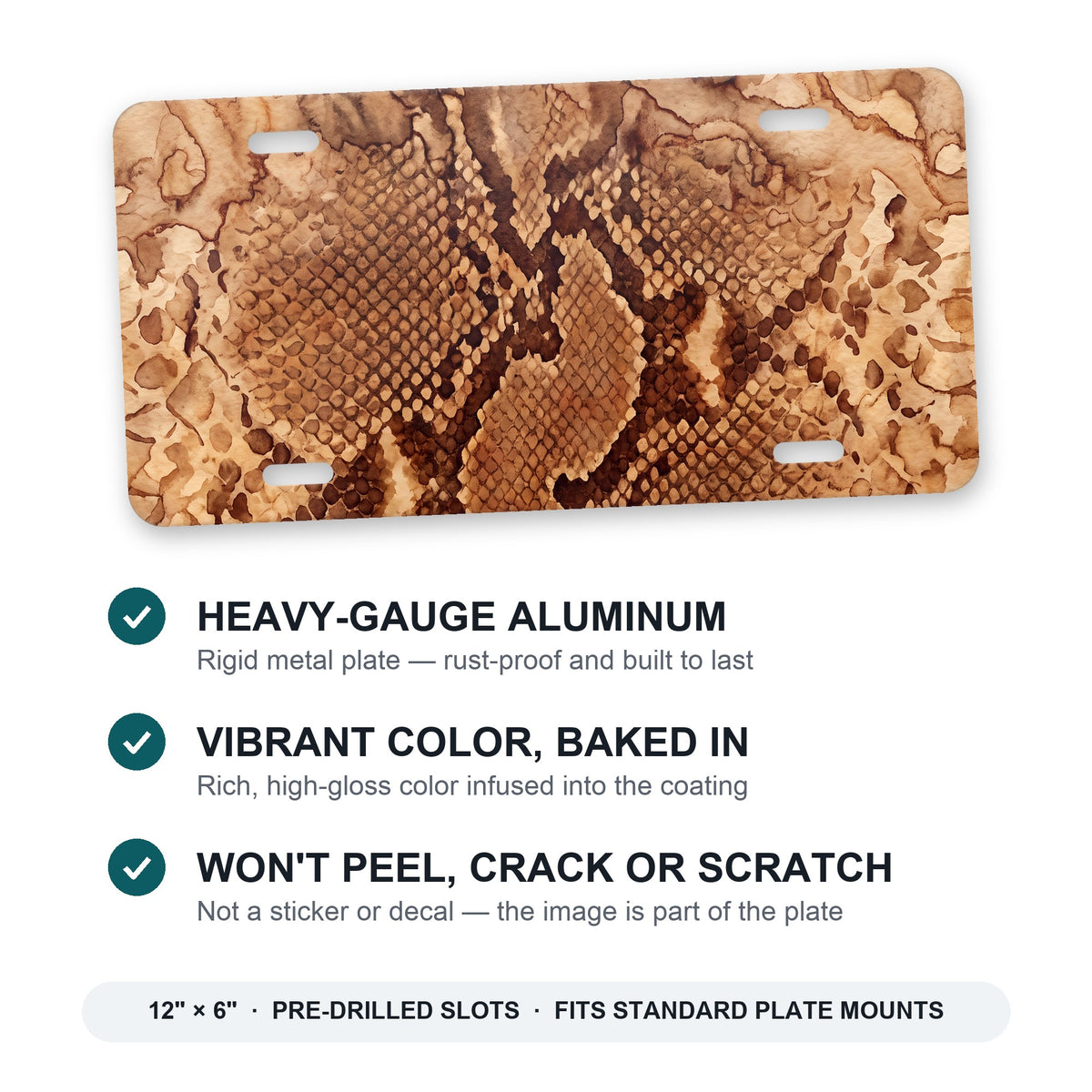 Snake Skin aluminum front license plate