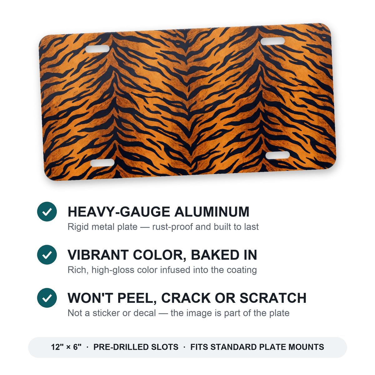 Tiger Stripe aluminum front license plate