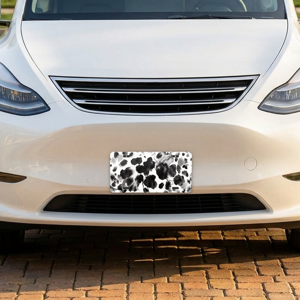 Cow Print aluminum front license plate
