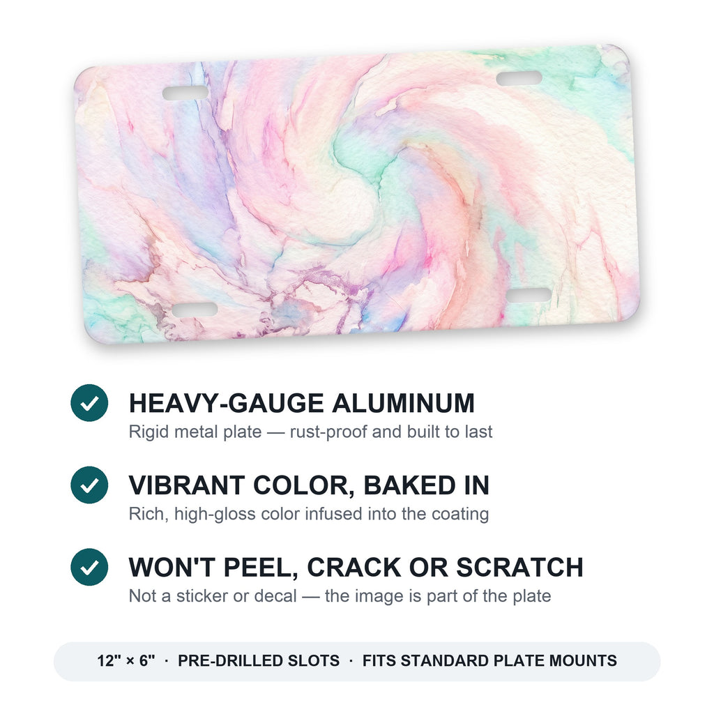 Pastel Tie-Dye aluminum front license plate