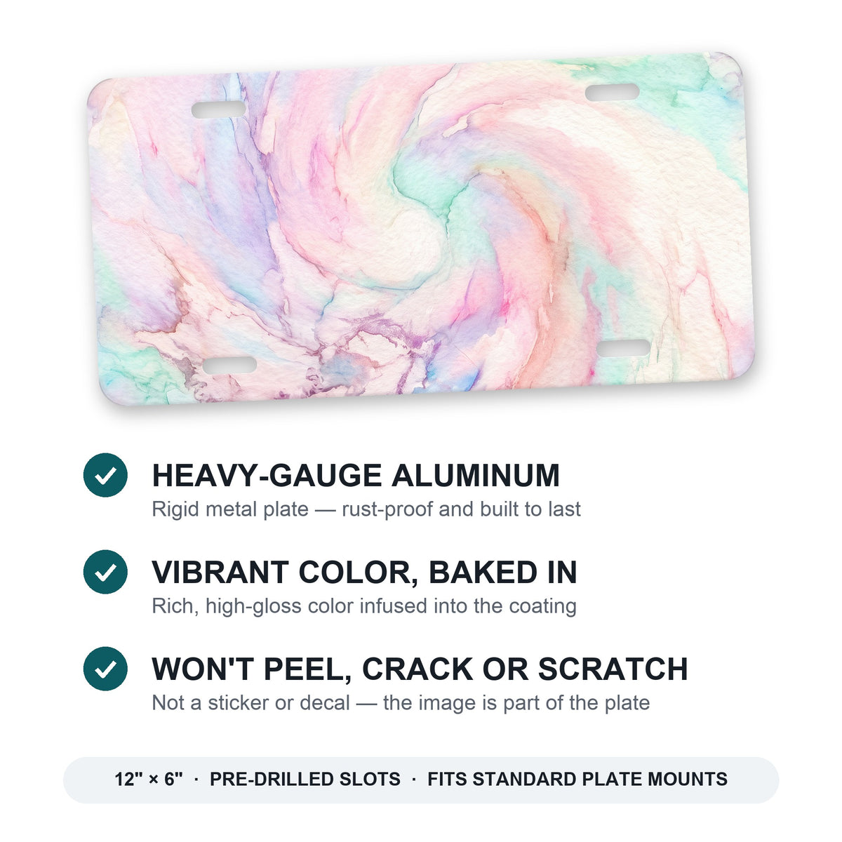Pastel Tie-Dye aluminum front license plate
