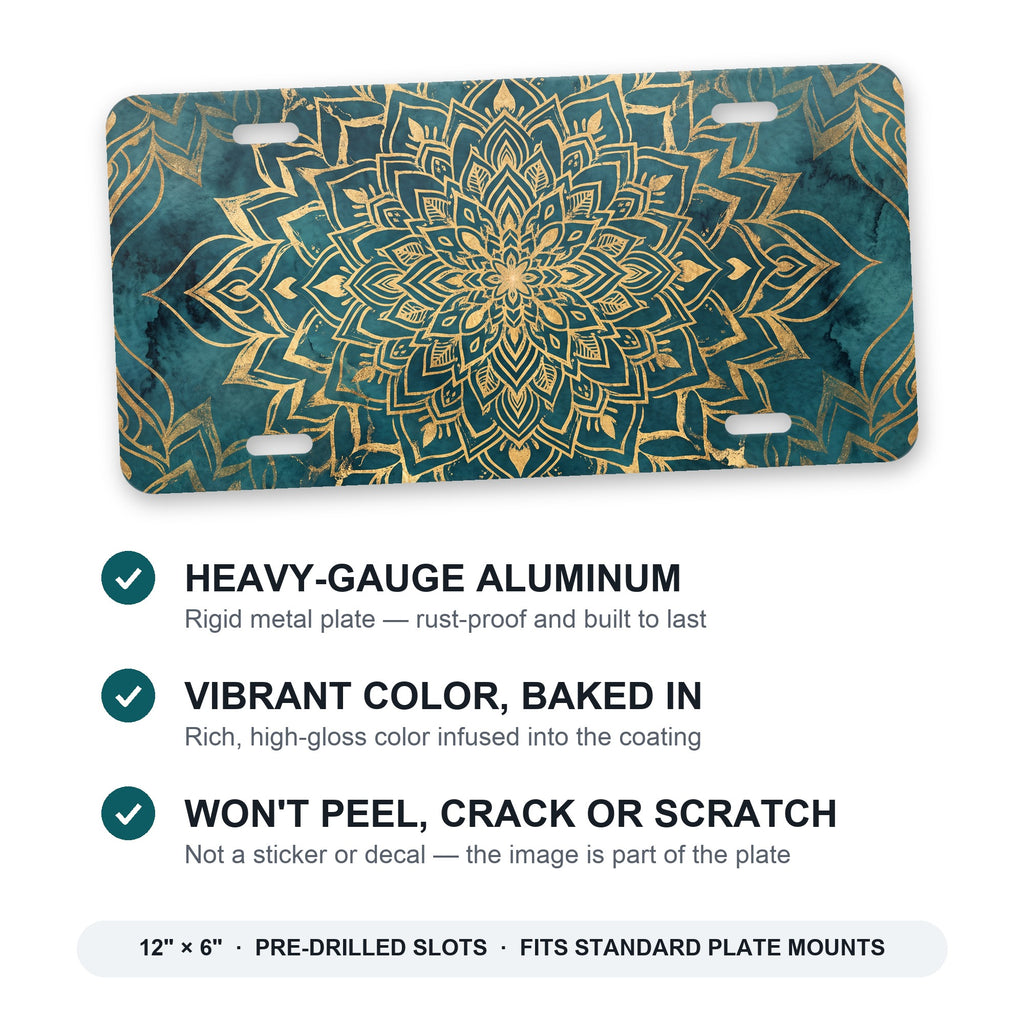 Mandala aluminum front license plate