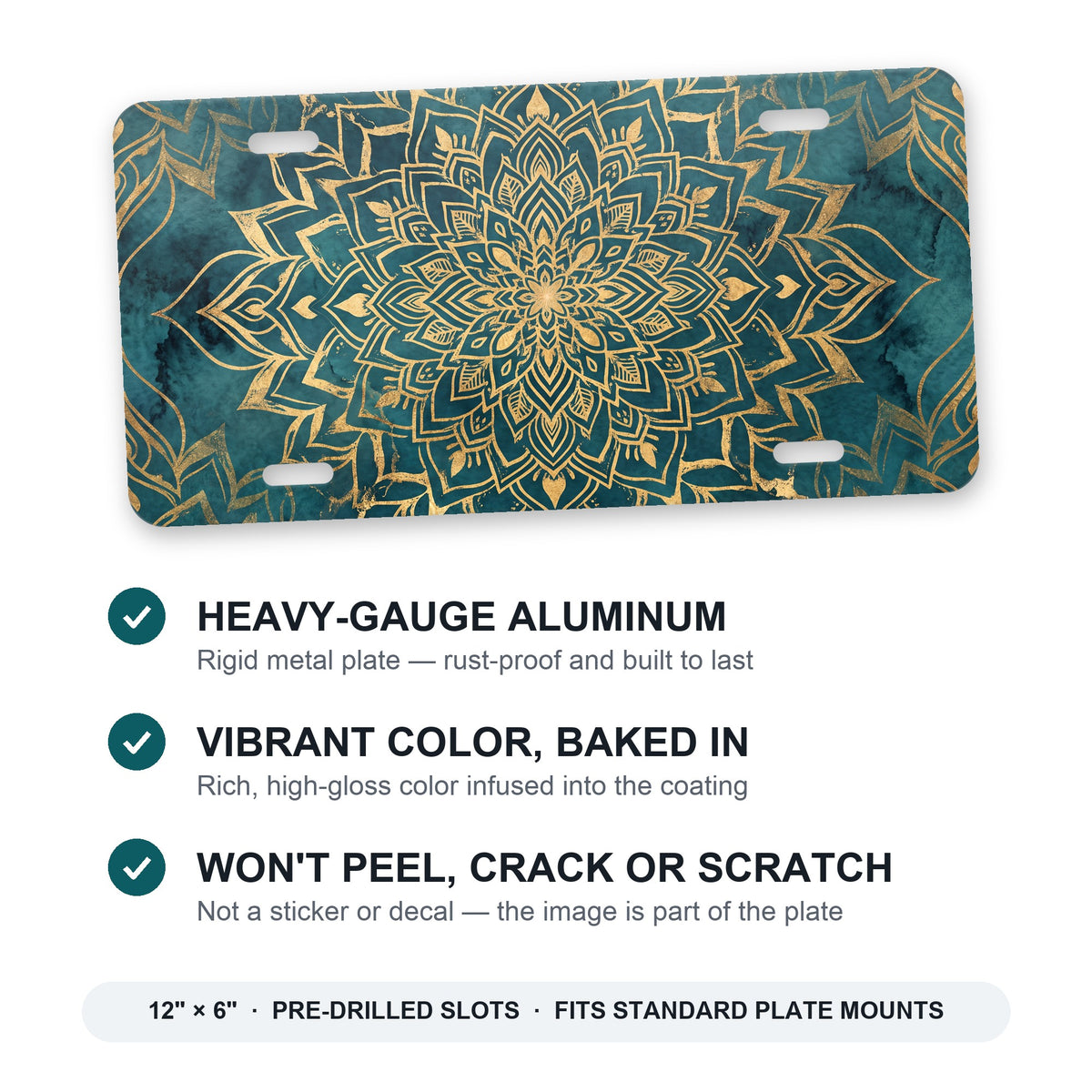 Mandala aluminum front license plate