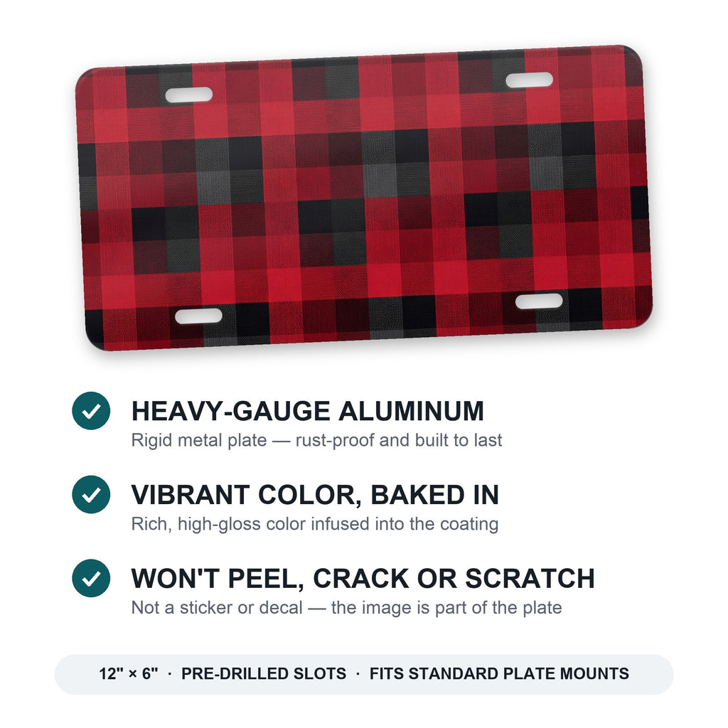 Buffalo Plaid aluminum front license plate
