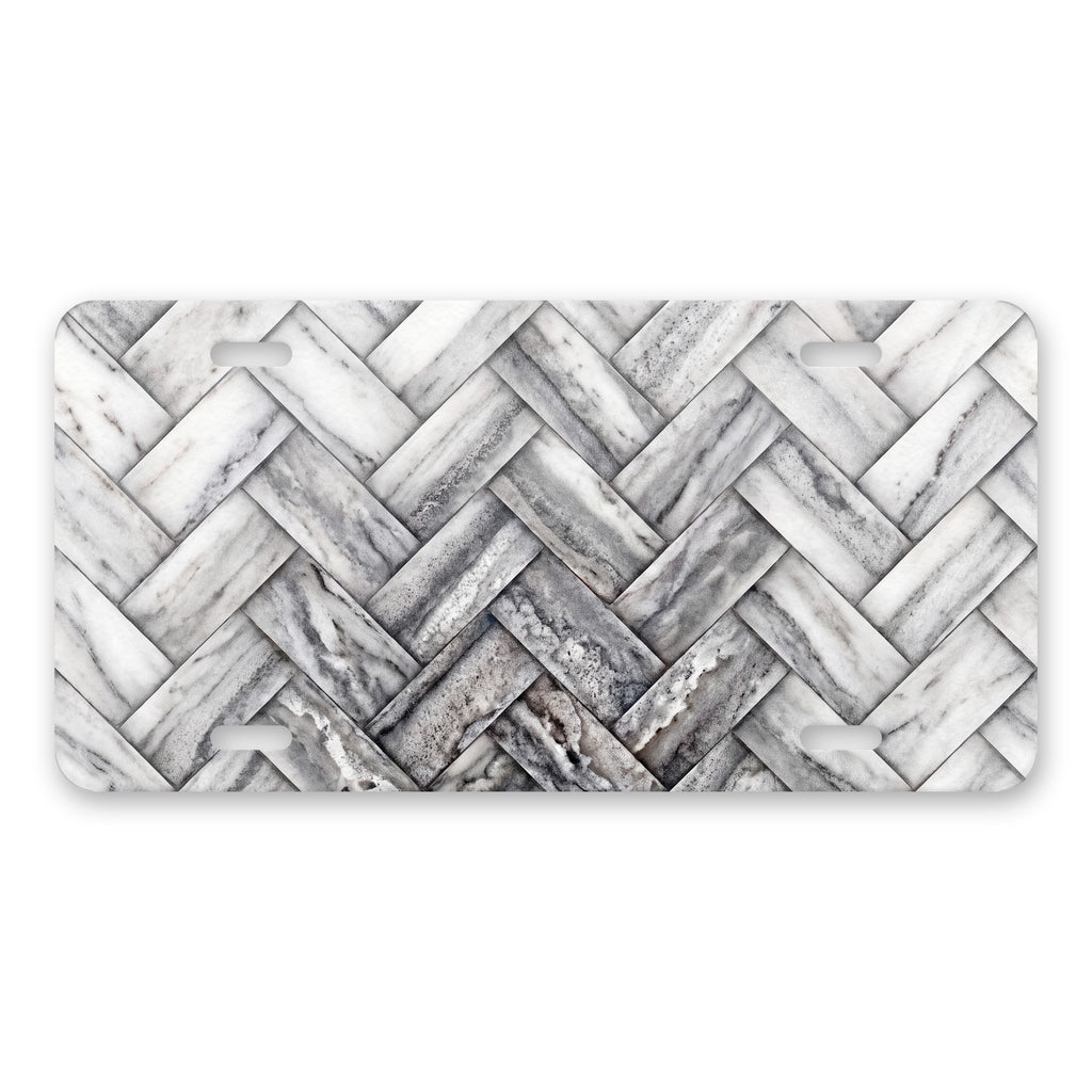 Herringbone aluminum front license plate