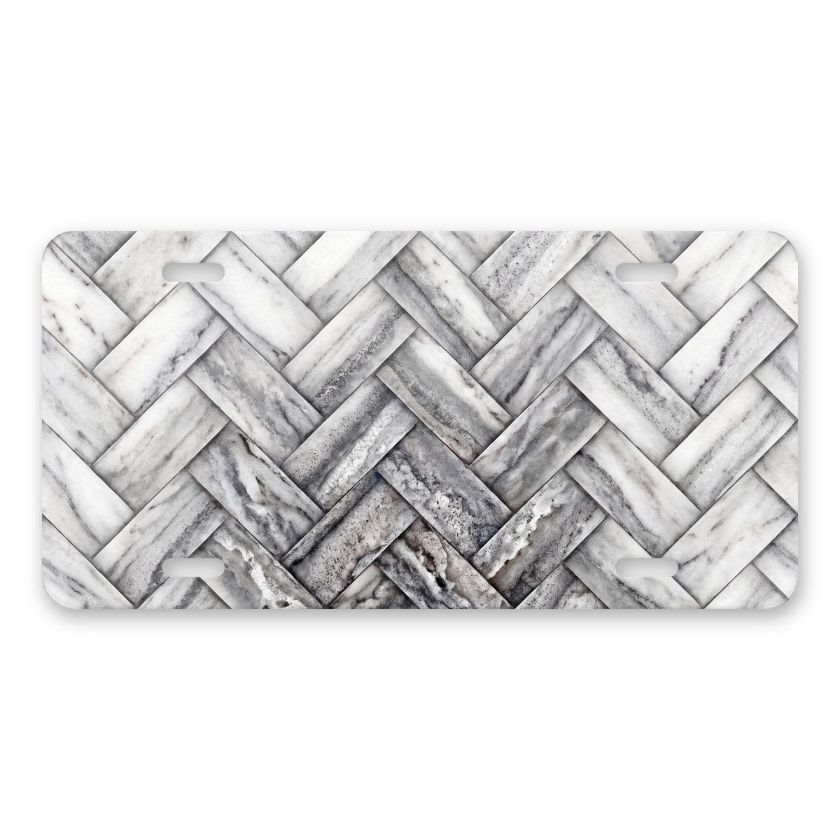 Herringbone aluminum front license plate