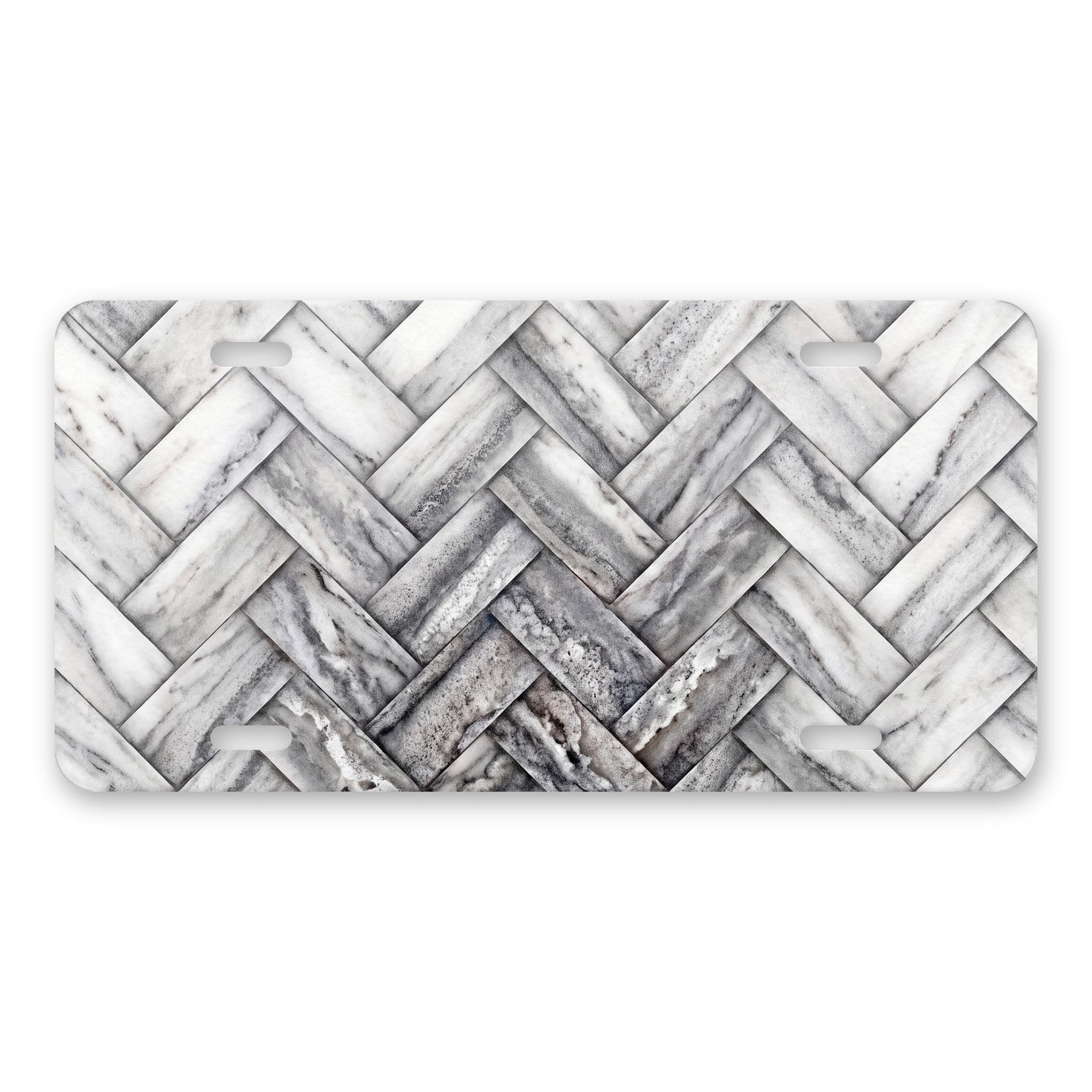 Herringbone aluminum front license plate