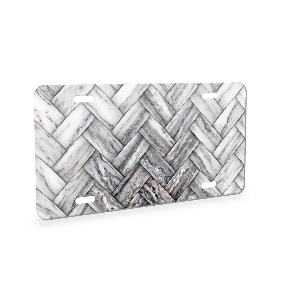 Herringbone aluminum front license plate
