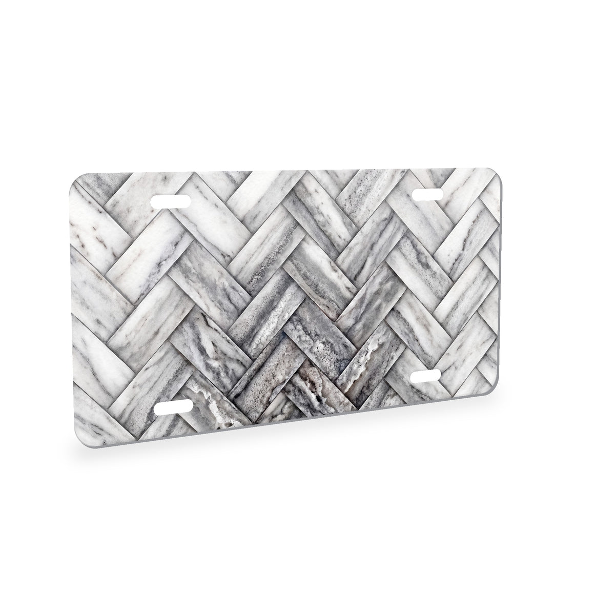 Herringbone aluminum front license plate